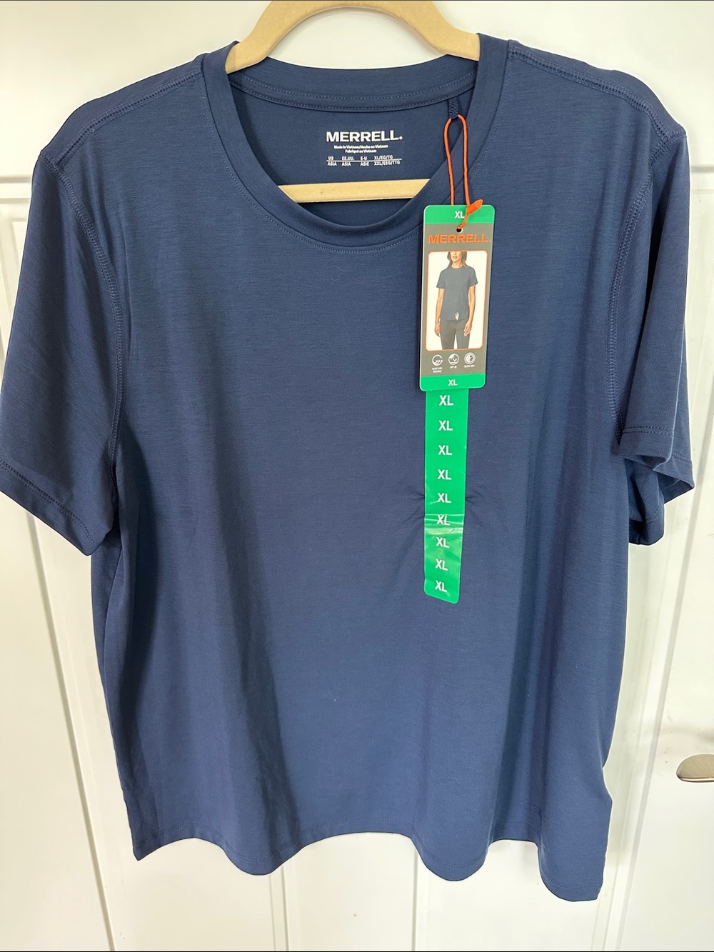 NWT Merrell Women’s Short-Sleeve Tee Navy XL Cooling Athletic Fabric 1961178